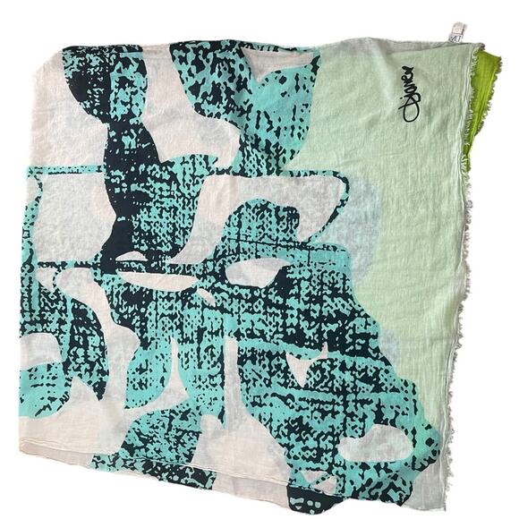 DVF Diane Von Furstenberg “Celeste” Cotton Scarf Wrap, Batik, Casual, Coastal - Picture 3 of 8